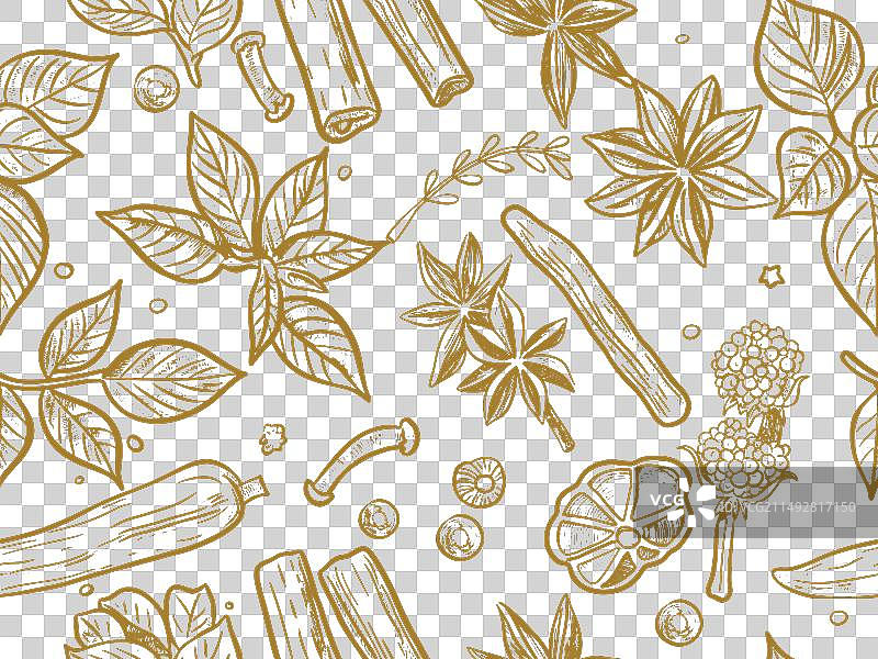 香料无缝复古图案集图片素材