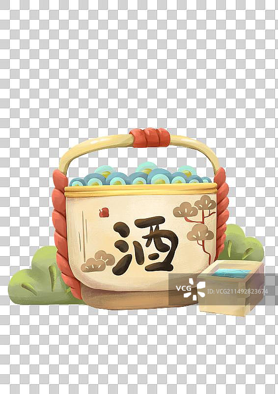 日式手绘居酒屋八爪鱼酒桶图片素材