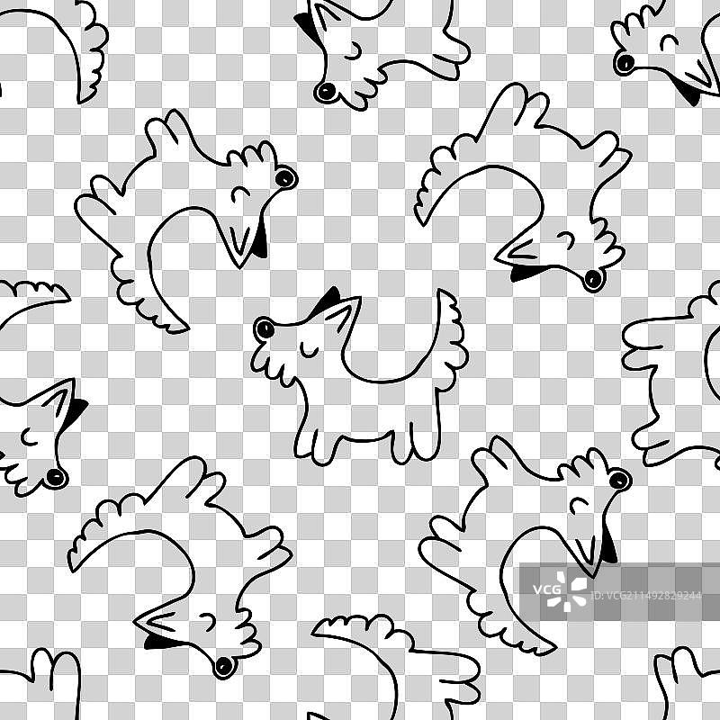 手绘单色可爱无缝图案图片素材