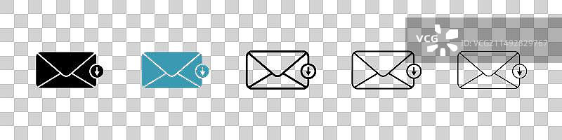 邮箱邮件下载箭头图标集图片素材