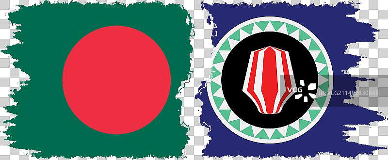 布干维尔和孟加拉国做旧旗帜图片素材