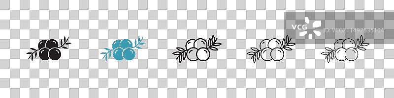 杜松子浆果蓝莓图标集图片素材