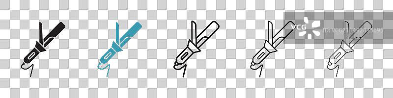 卷发器图标集：女士美发造型图片素材