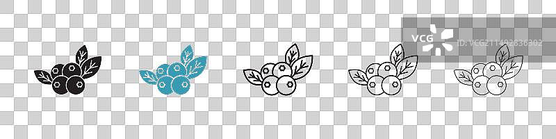 蓝莓图标集蓝色浆果食品符号图片素材