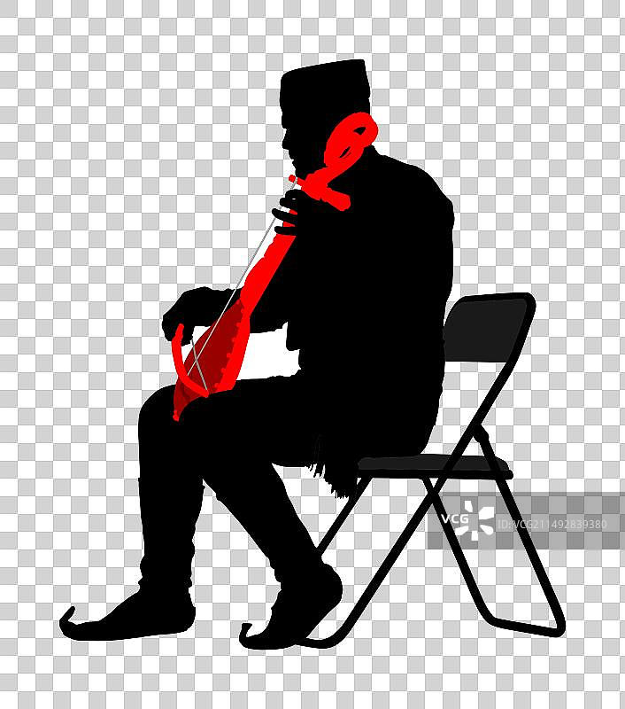 古斯拉尔弹奏古斯里琴的剪影图片素材