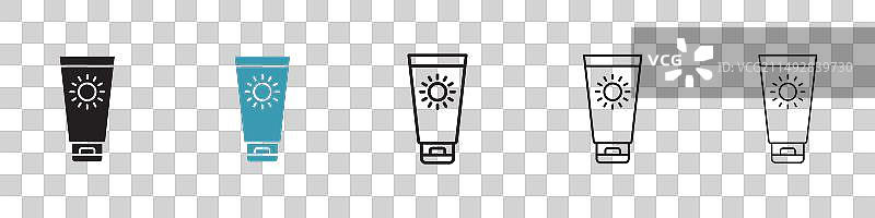 防晒霜图标合集：海滩防晒霜标志图片素材