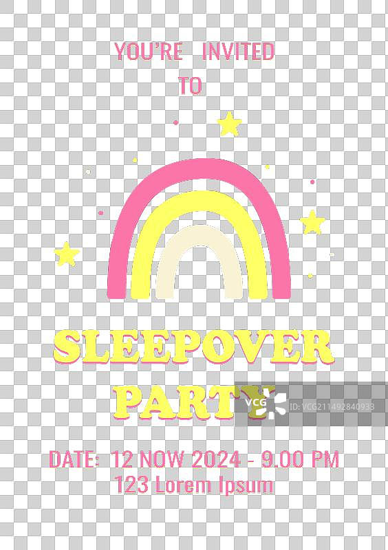 彩虹睡衣派对邀请函图片素材