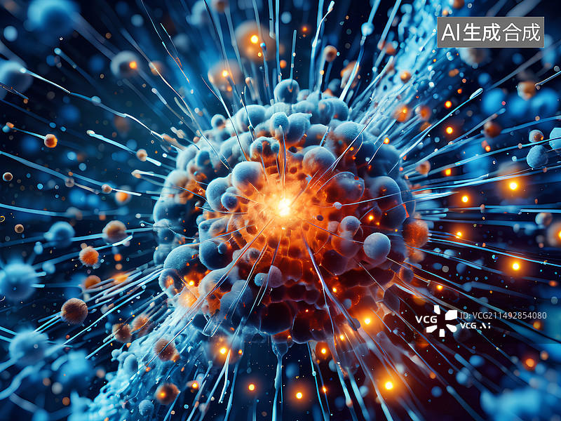 【AI数字艺术】细菌被电击离子炸裂图片素材