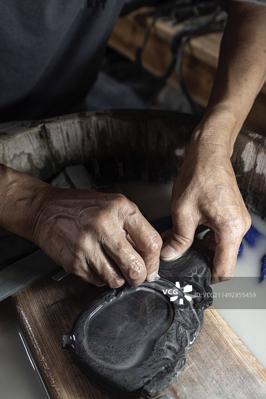 歙砚制作过程图片素材