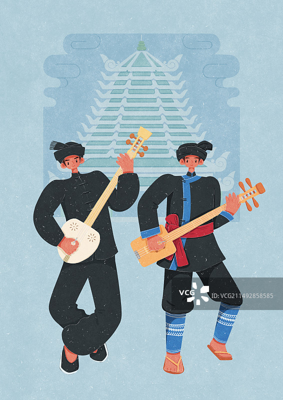 侗族弹侗族琵琶的男性图片素材