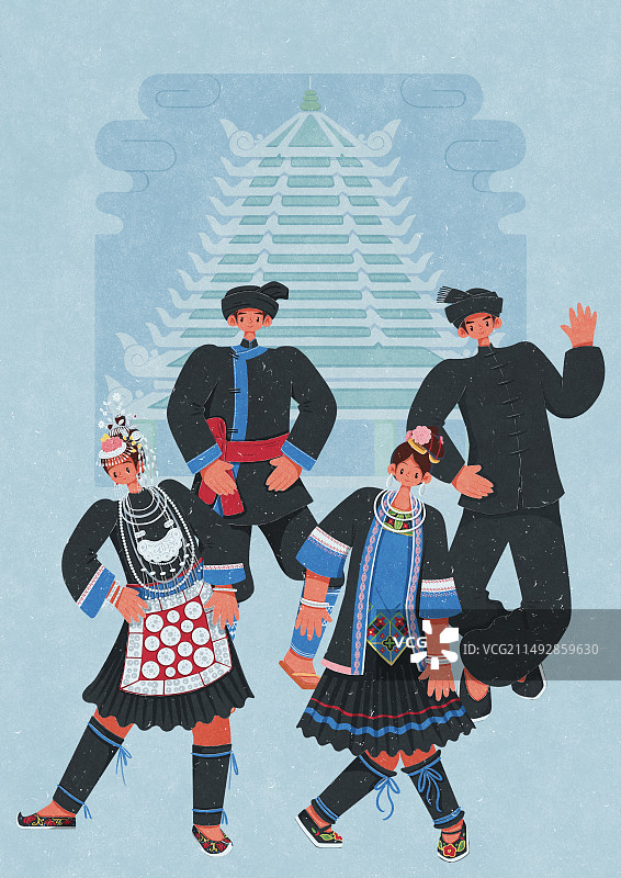 侗族的不同服饰图片素材