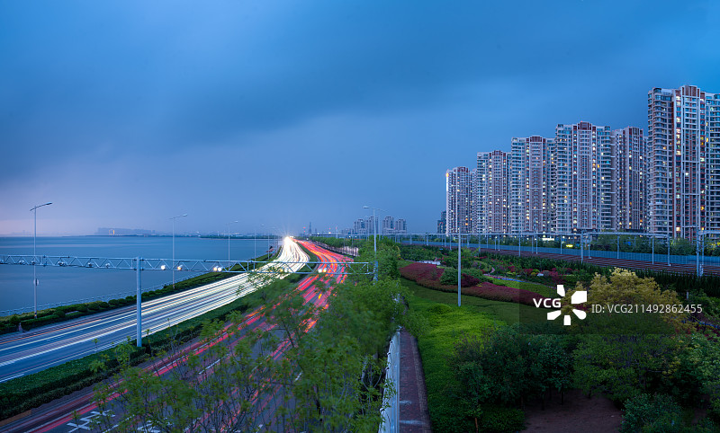 山东省青岛胶州湾公路图片素材