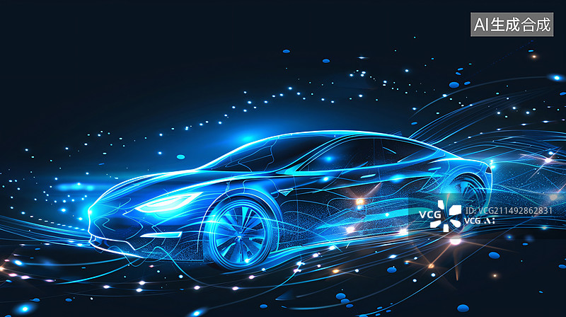 【AI数字艺术】电动汽车自动驾驶未来汽车设计概念图图片素材