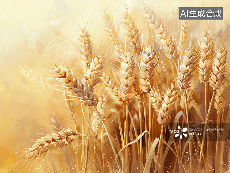 【AI数字艺术】多种风格成熟的麦穗特写插画图片素材