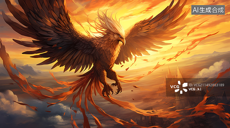 【AI数字艺术】凤凰概念插画图片素材