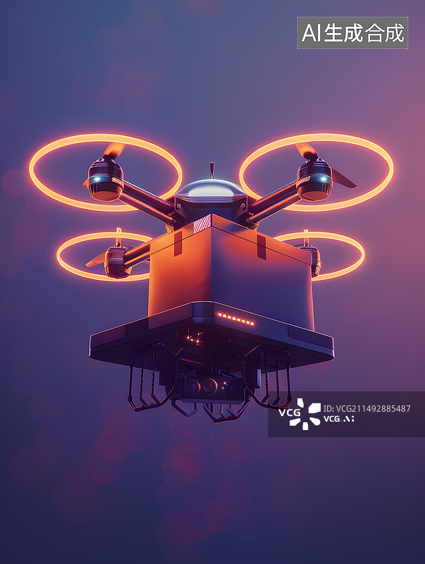 【AI数字艺术】低空经济，无人机运输货物，新质生产力图片素材