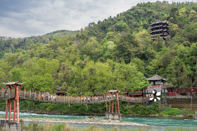 都江堰景区安澜索桥图片素材