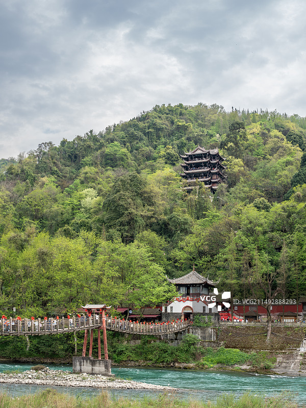 都江堰景区安澜索桥图片素材