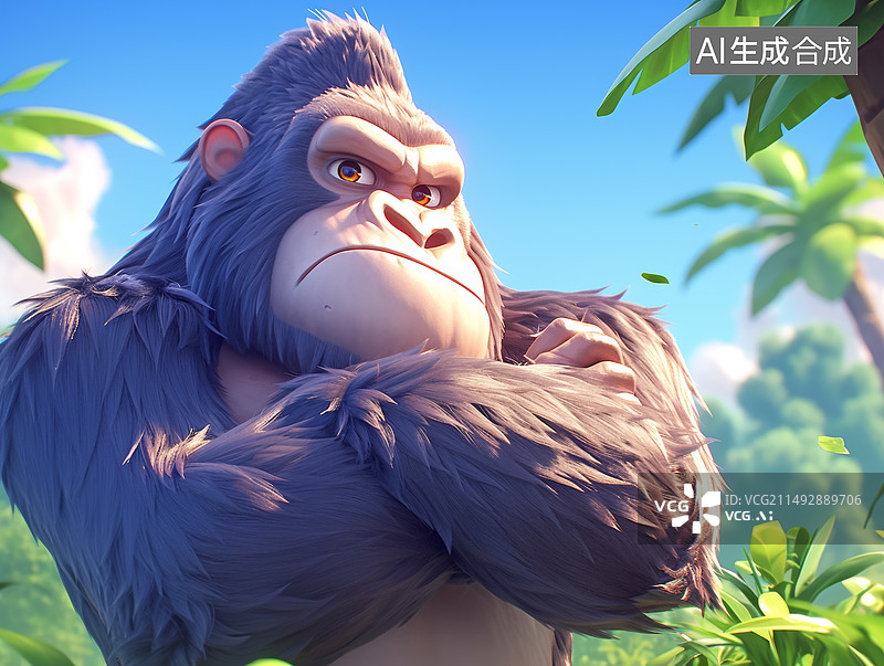 【AI数字艺术】卡通大猩猩形象图片素材