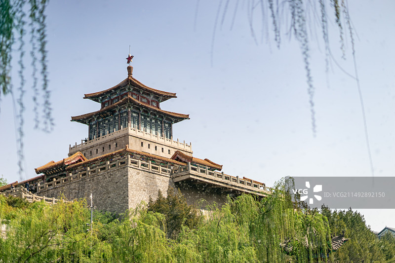 中国5A级旅游景区拍摄主题，山东省济南市著名景点解放阁建筑物，户外白昼无人图像摄影图片素材