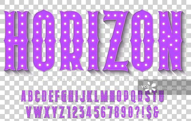 复古马戏团字母LED灯设计图片素材