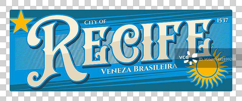 巴西累西腓城市复古马口铁牌图片素材