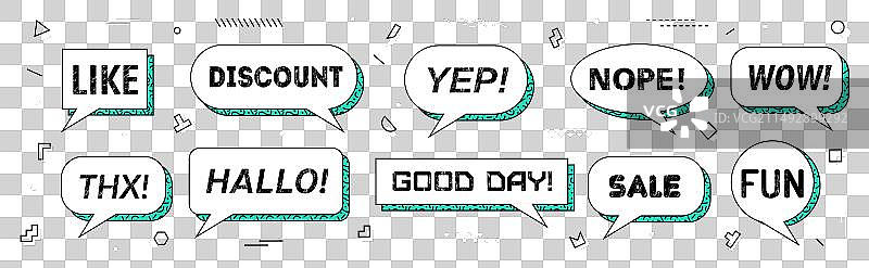 孟菲斯对话气泡云朵集合图片素材