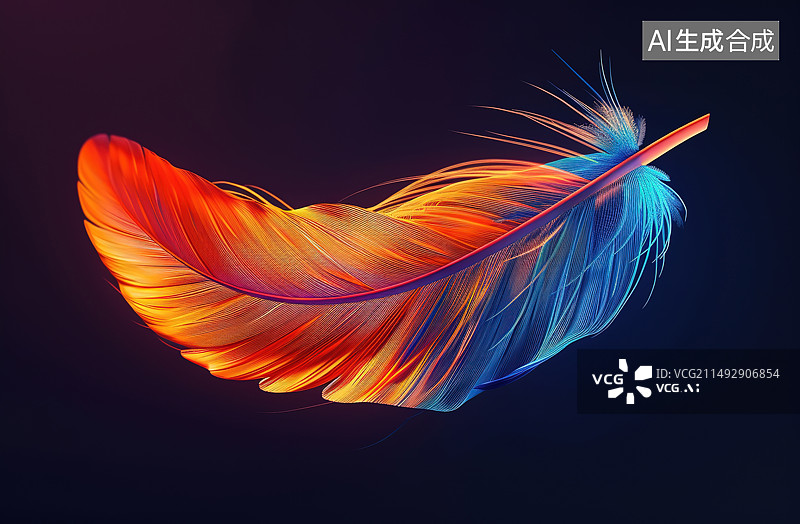 【AI数字艺术】黑色背景下的羽毛特写镜头图片素材