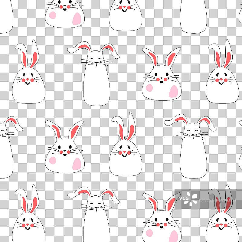 可爱的白色兔子无缝图案图片素材
