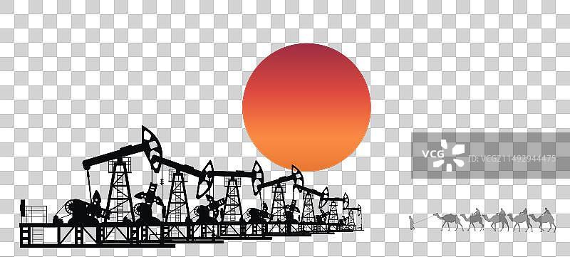 炎热南方油泵素描图片素材