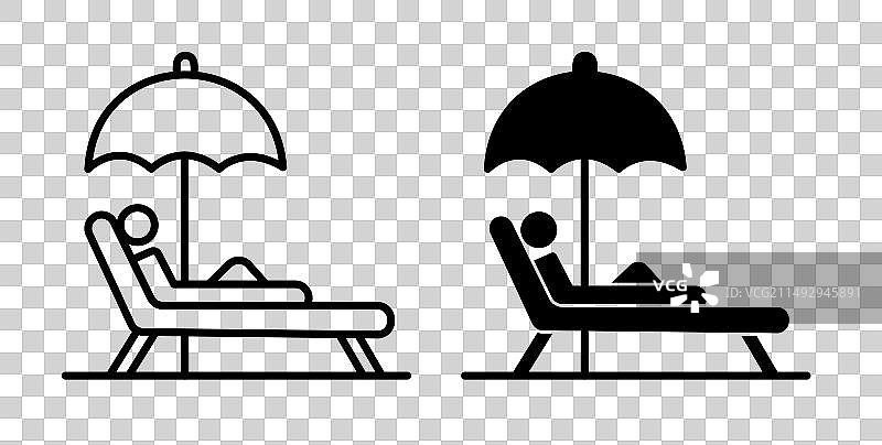 带遮阳伞的沙滩椅图标图片素材