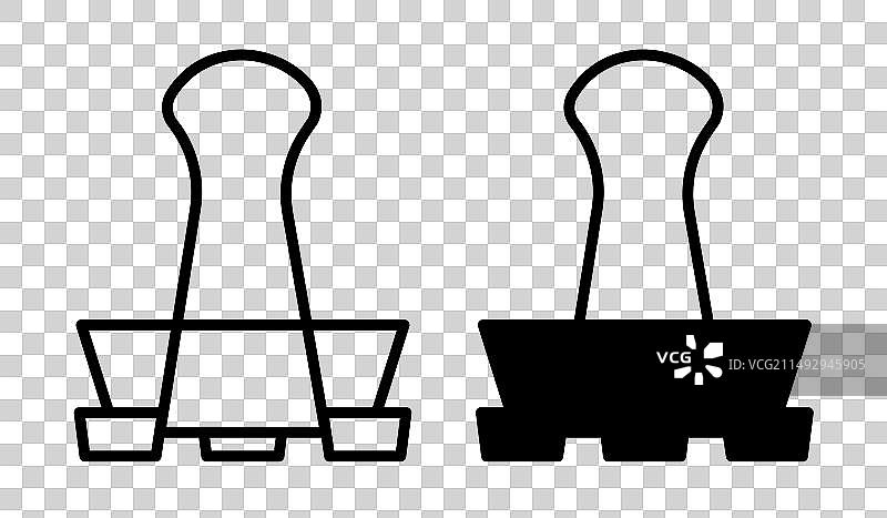 文具或办公用品长尾夹图标集图片素材