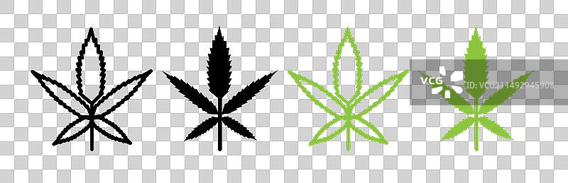 秋季白桦树叶图标集图片素材