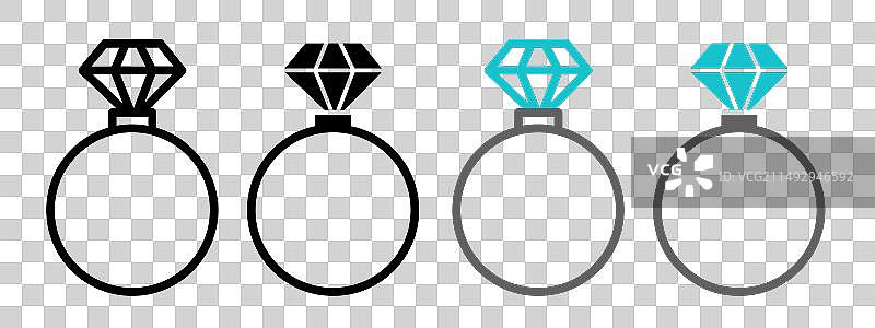 婚礼订婚珠宝钻石戒指图标集图片素材