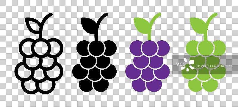 葡萄图标集：葡萄酒庄园浆果符号图片素材