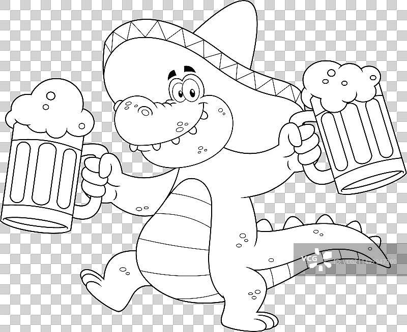 鳄鱼卡通角色轮廓图片素材