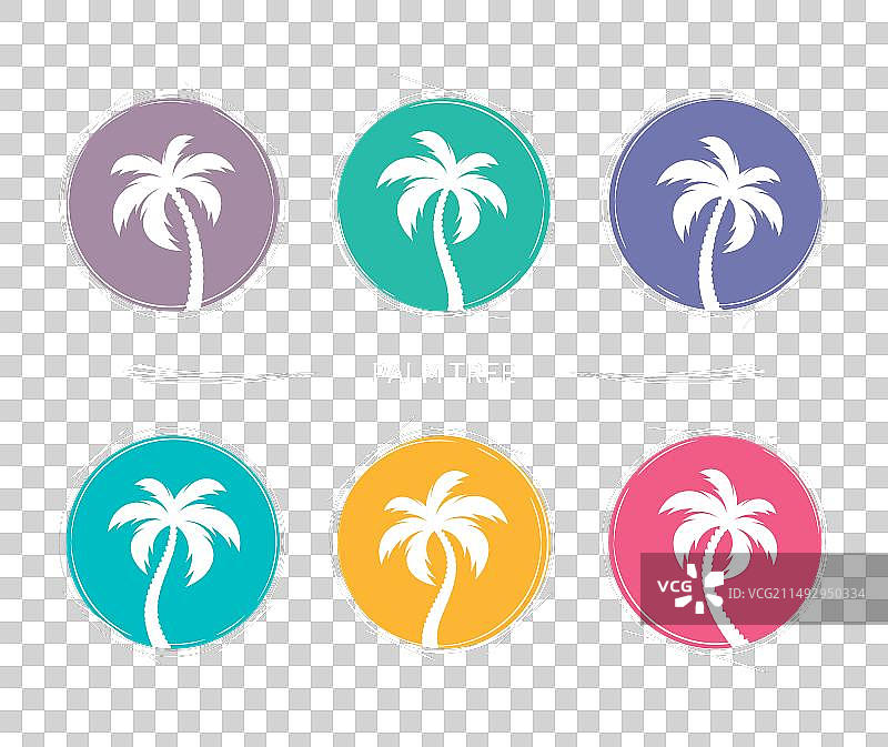 抽象棕榈树剪影圆形图标图片素材