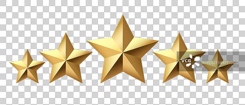黑色背景上隔离的五颗金色星星图片素材