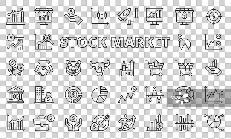股市线性设计图标图片素材