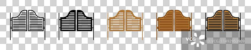 西部复古木质酒吧门图标合集图片素材