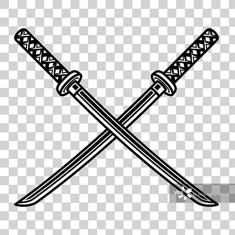 武士刀双剑交叉元素图片素材