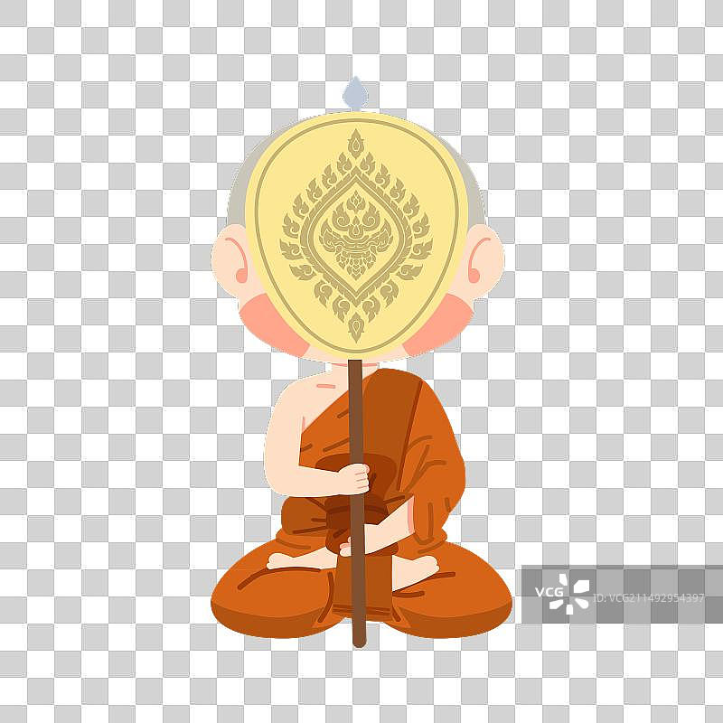 手持棕榈扇的泰国僧侣图片素材