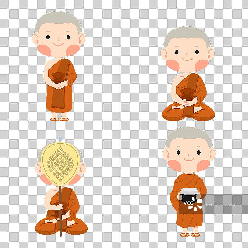 男子佛教僧侣的各种活动场景图片素材