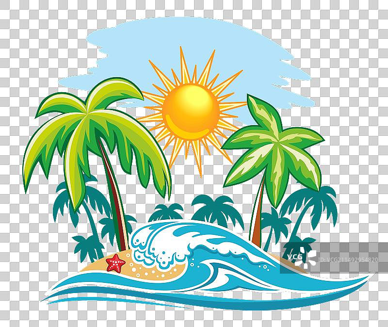 带有棕榈树的热带岛屿图片素材