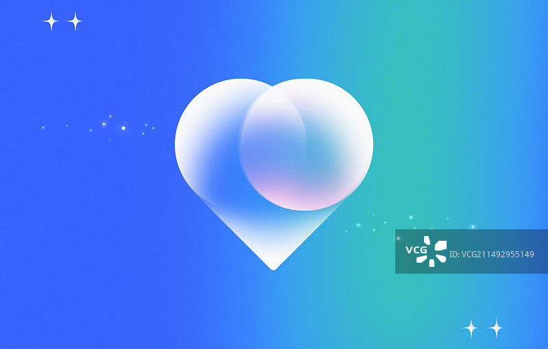 清新光感弥散风格爱心蓝色插画图片素材
