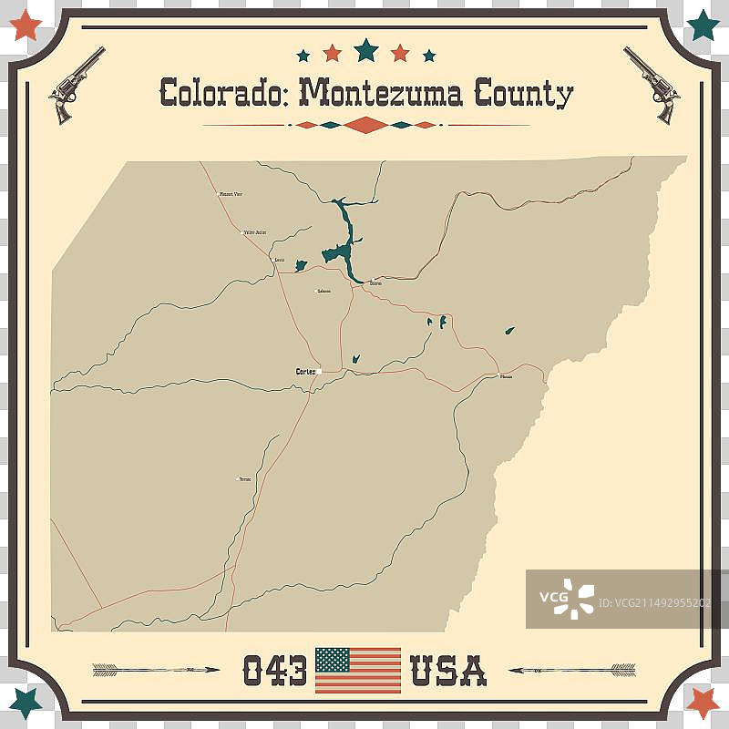 蒙特祖玛县的大型精确地图图片素材