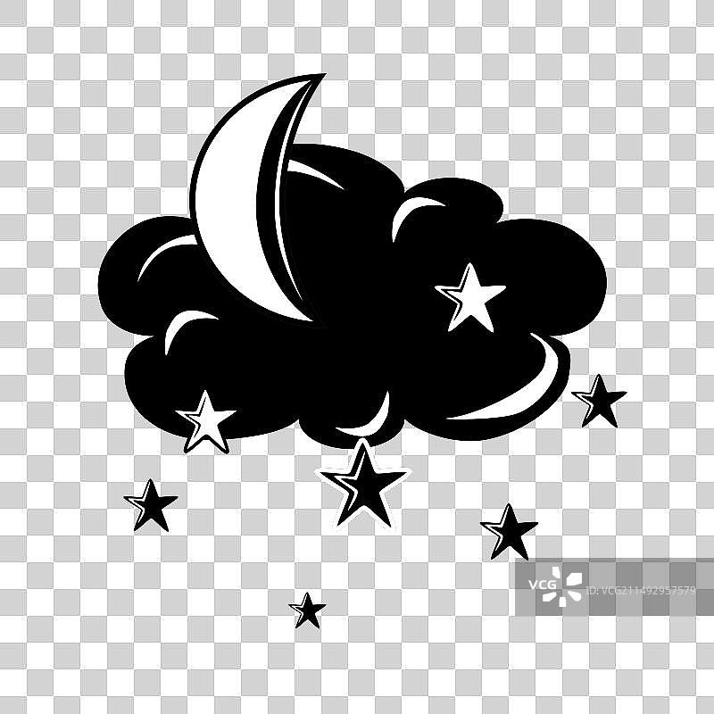 云、月亮和星星的剪影图片素材
