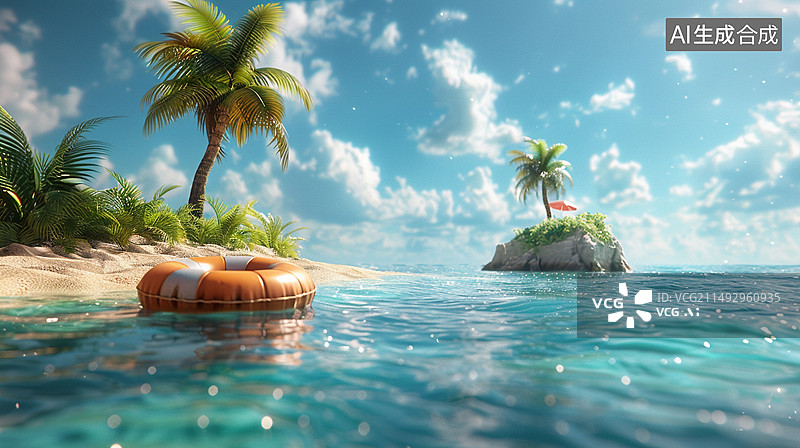 【AI数字艺术】夏天主题微缩景观——热带海洋度假图片素材