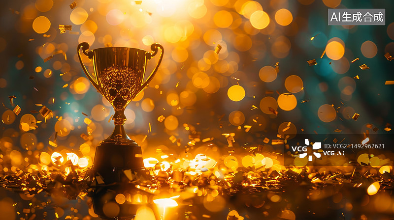 【AI数字艺术】金色奖杯图片素材