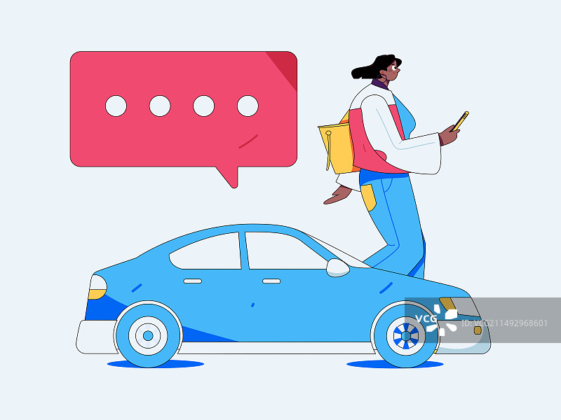 打车出行的人物扁平矢量概念运营手绘插画图片素材